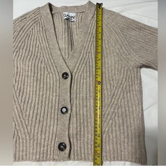 Ganni Wool-Blend Ribbed Cardigan - Picture 14 of 16
